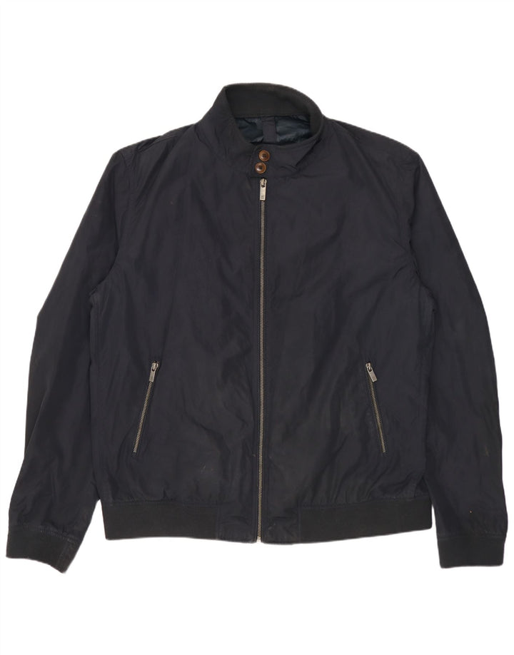 Massimo Dutti Herre Bomber Jacket UK 44 2XL Navy Blue Polyester