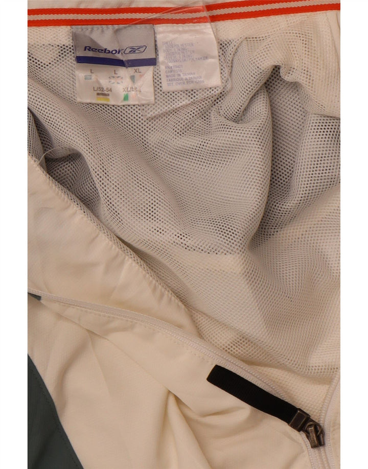 REEBOK Træningsdragt til mænd Topjakke Large Off White Colourblock Polyester