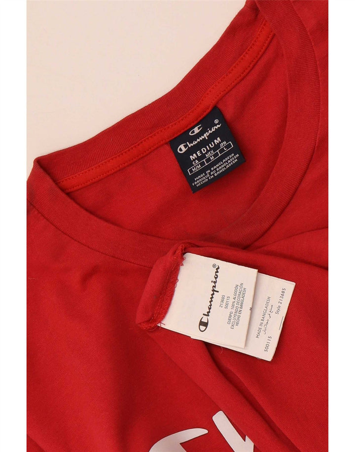 Champion Herre Grafisk T-Shirt Top Medium Rød