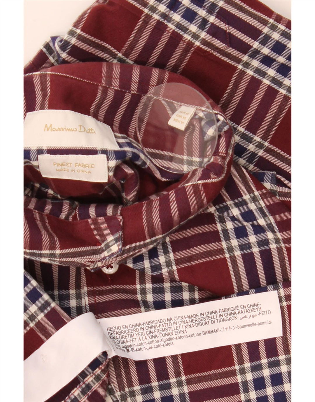 Massimo Dutti Herreskjorte Medium Bourgogne ternet bomuld