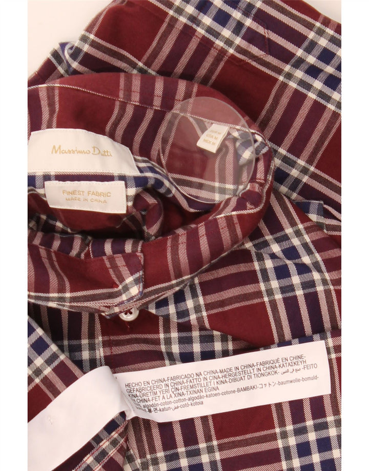 Massimo Dutti Herreskjorte Medium Bourgogne ternet bomuld