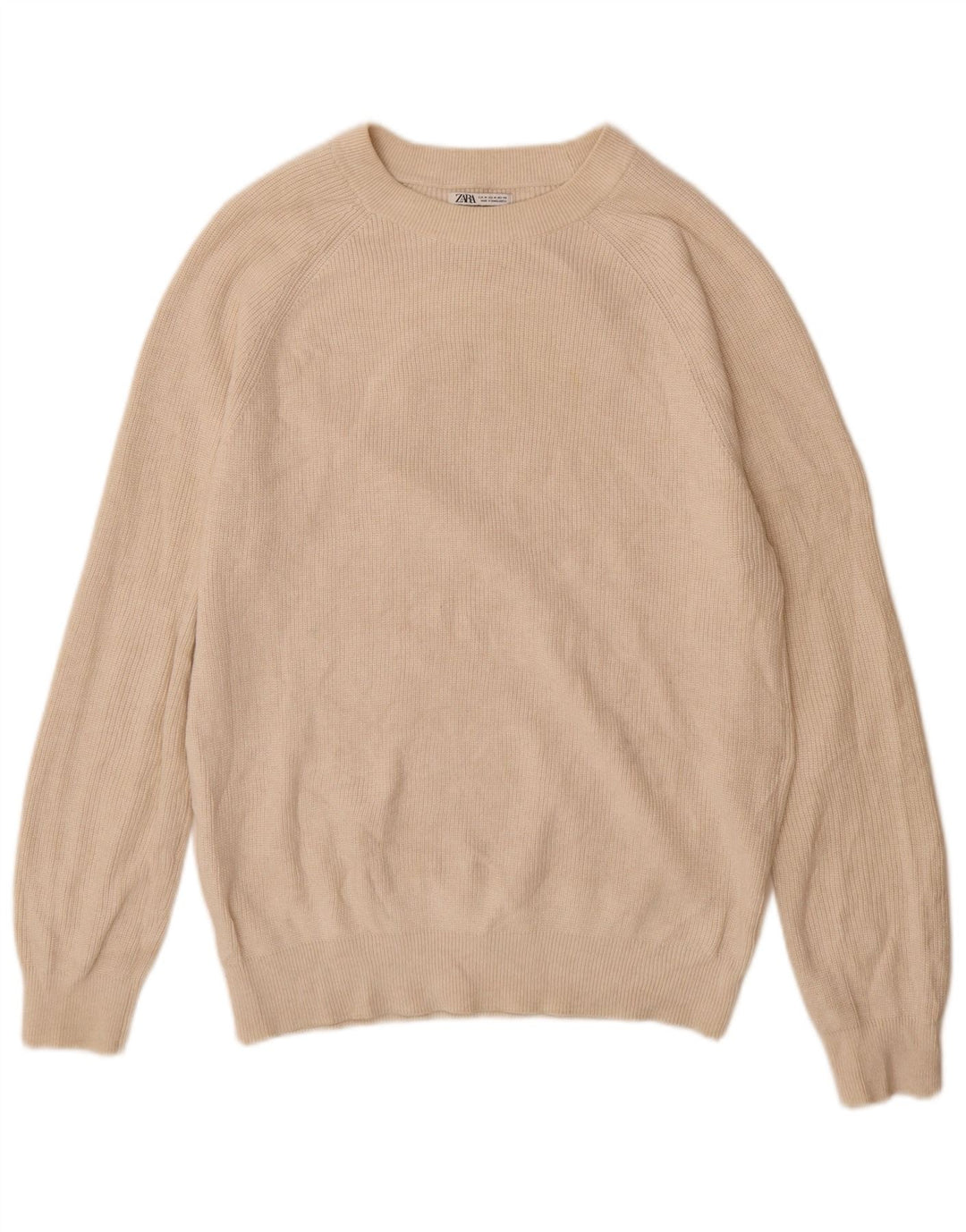 Zara Herre Boat Neck Jumper Sweater Medium Off White Bomuld