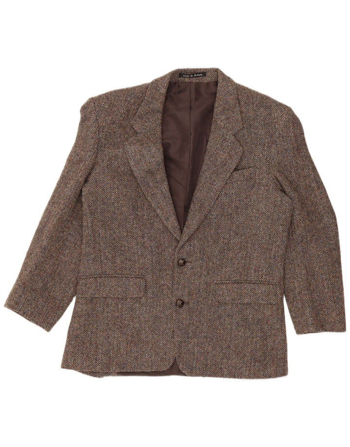 Harris Tweed Herre 2-knaps blazerjakke UK 40 Stor brun sildebensuld