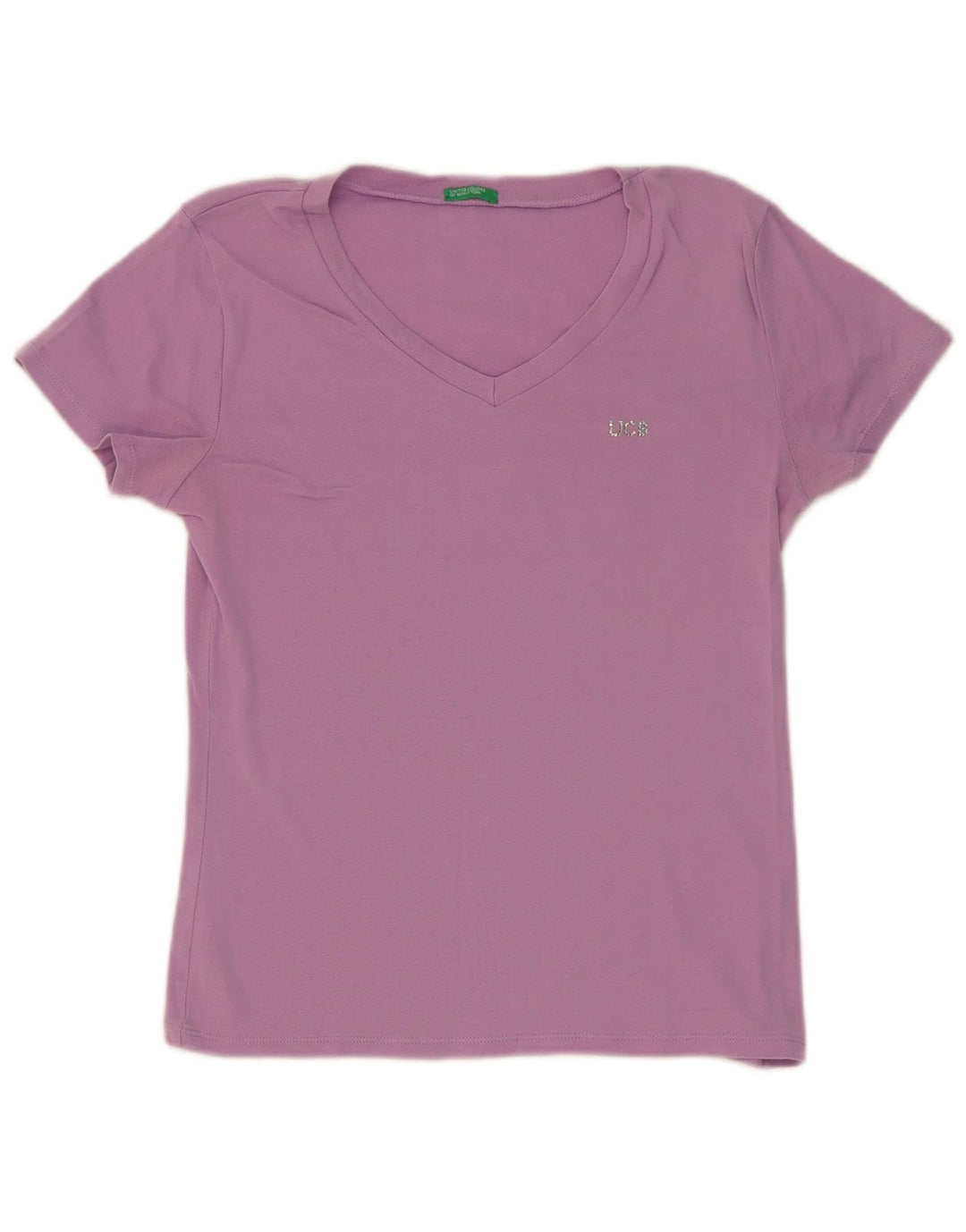 Benetton Dame T-Shirt Top UK 12 Medium Lilla