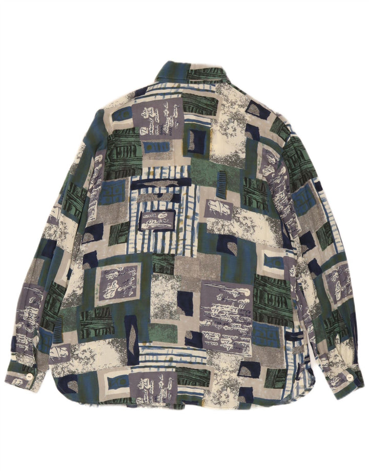 Vintage kvinders grafisk skjortebluse EU 38 Medium Flerfarvet Patchwork