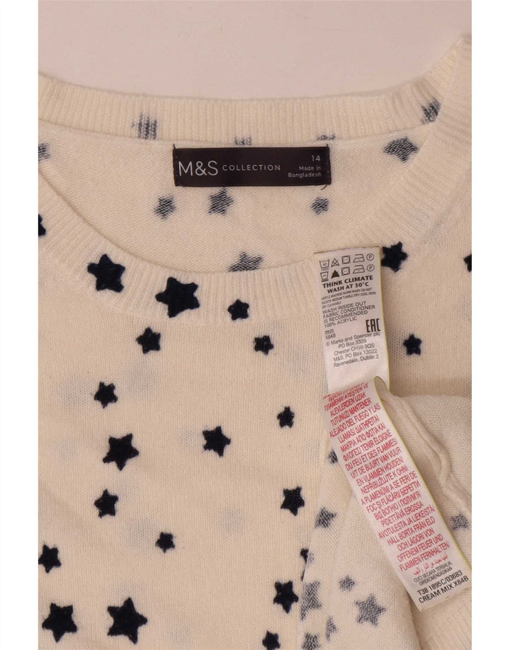 Marks & Spencer Dame Boat Neck Jumper Sweater UK 14 Large White