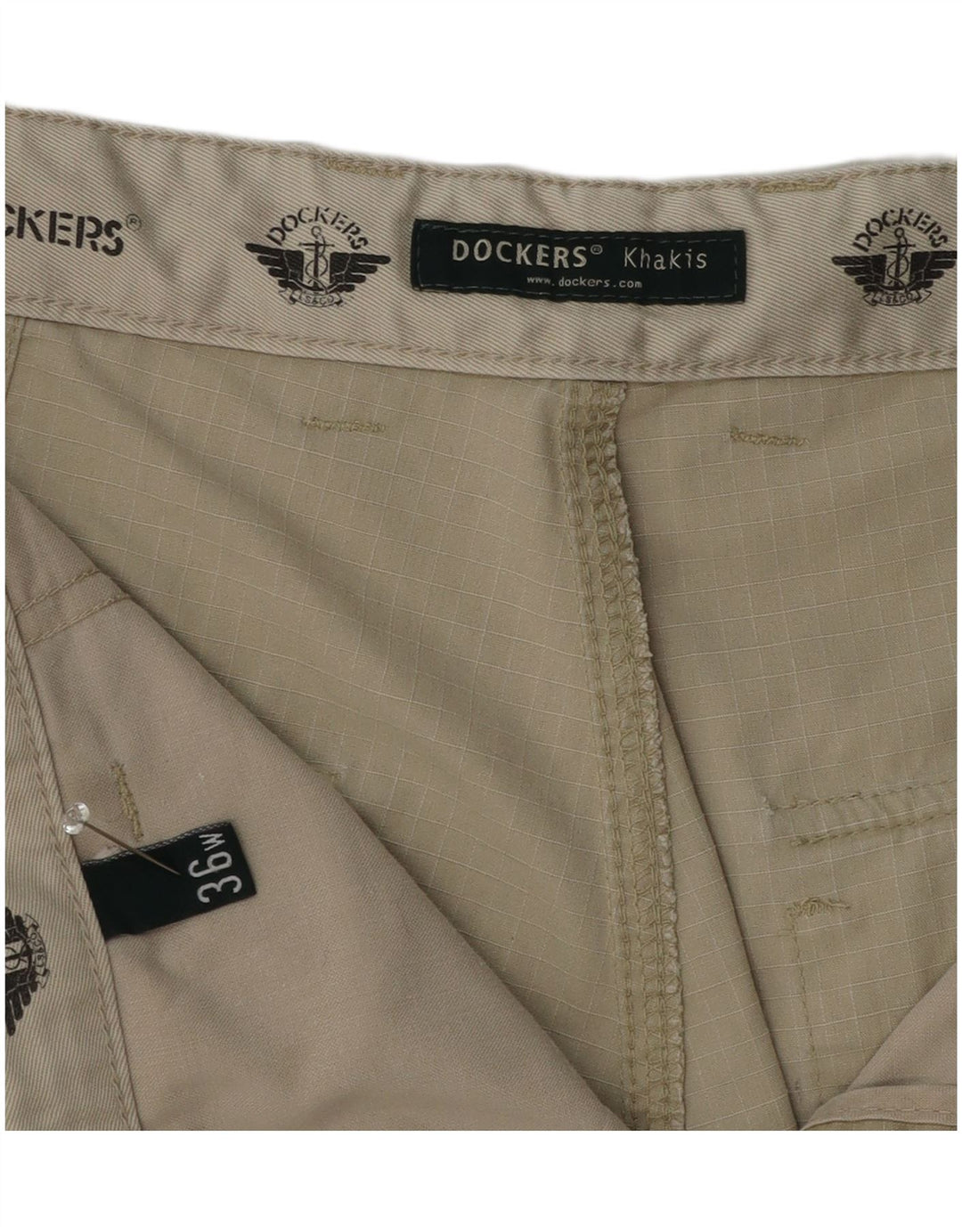 Dockers Dame Khakis Cargo Shorts W36 Large Khaki Check