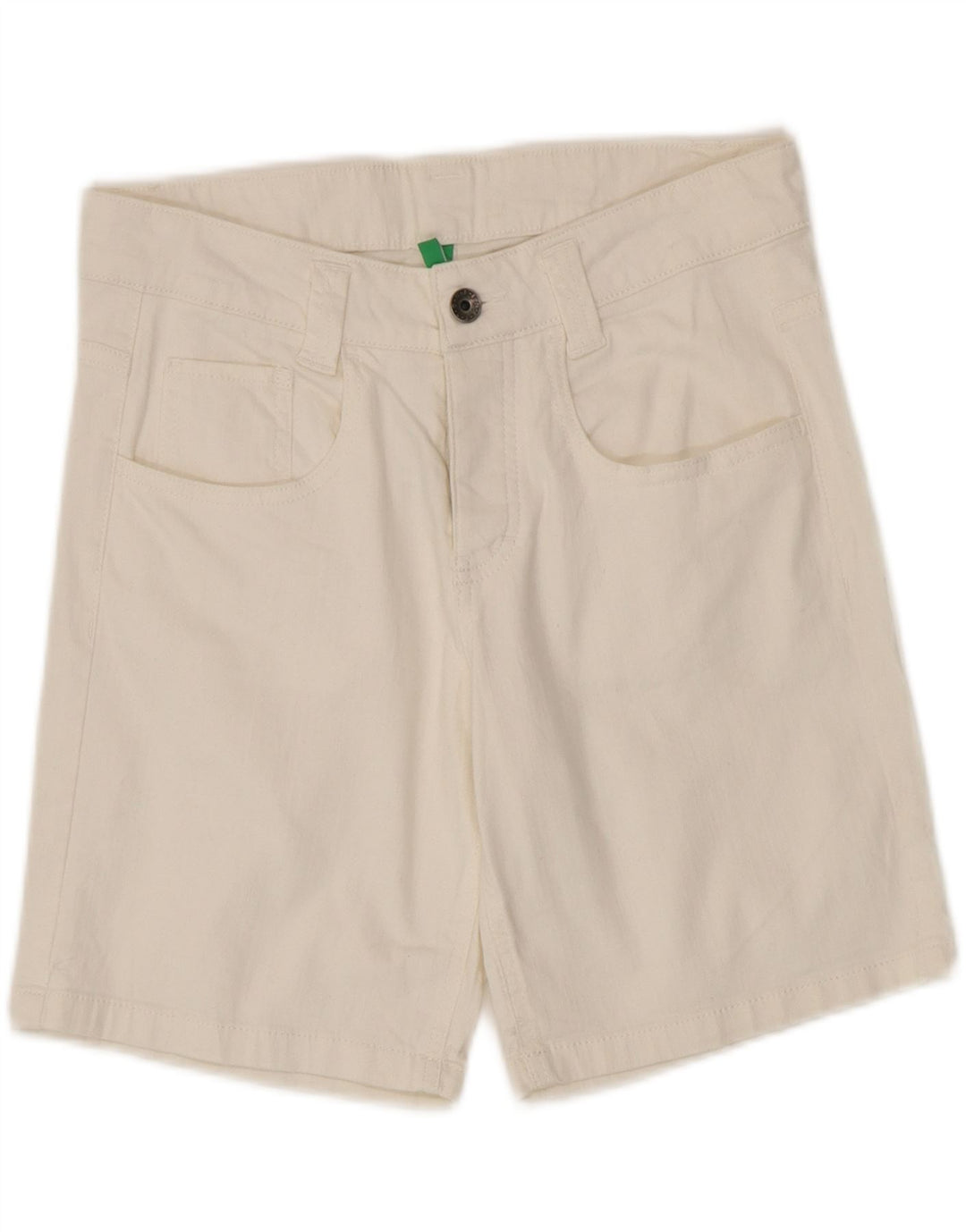 Benetton Dame denim Shorts UK 8 Small W30 White Bomuld