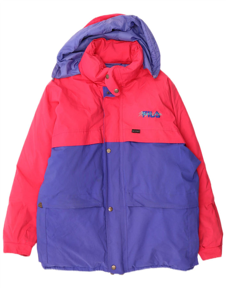 FILA Herre hættepolstret jakke UK 40 XL Pink Colourblock Polyester