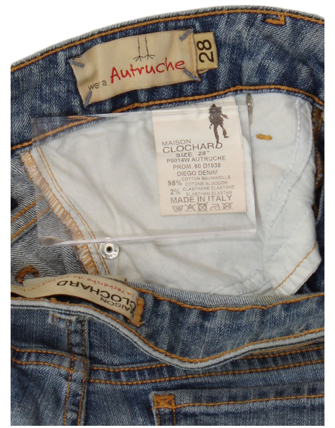 MAISON CLOCHARD Dame Slim Jeans W28 L29 Blå Bomuld