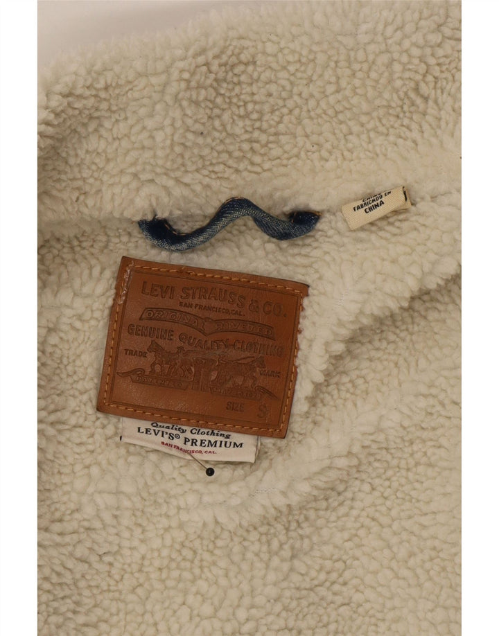 Levi's Herre Denim Sherpa Jacket UK 36 Small Blue Cotton