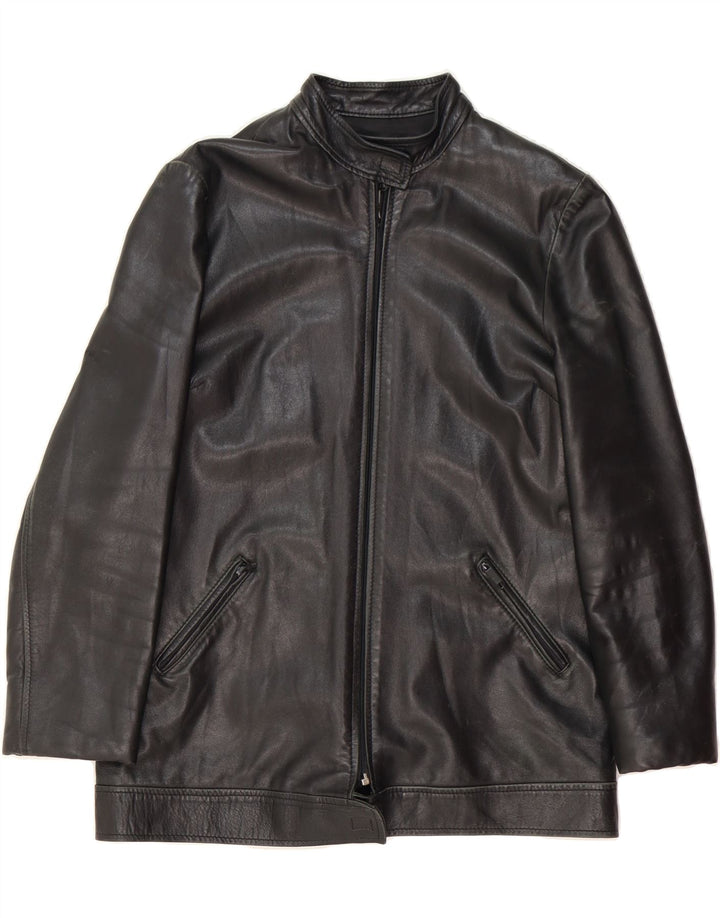 VINTAGE Womens Leather Jacket IT 46 Large Black Leather Vintage Vintage and Second-Hand Vintage from Messina Hembry 