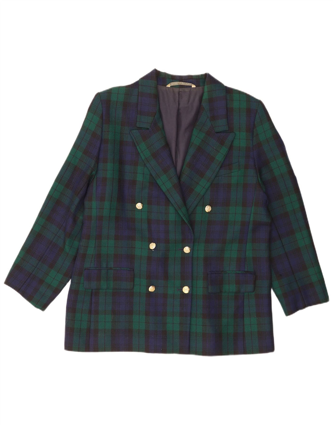 Marks & Spencer Herre Double Breasted Blazer Jacket UK 44 2XL Grøn ternet