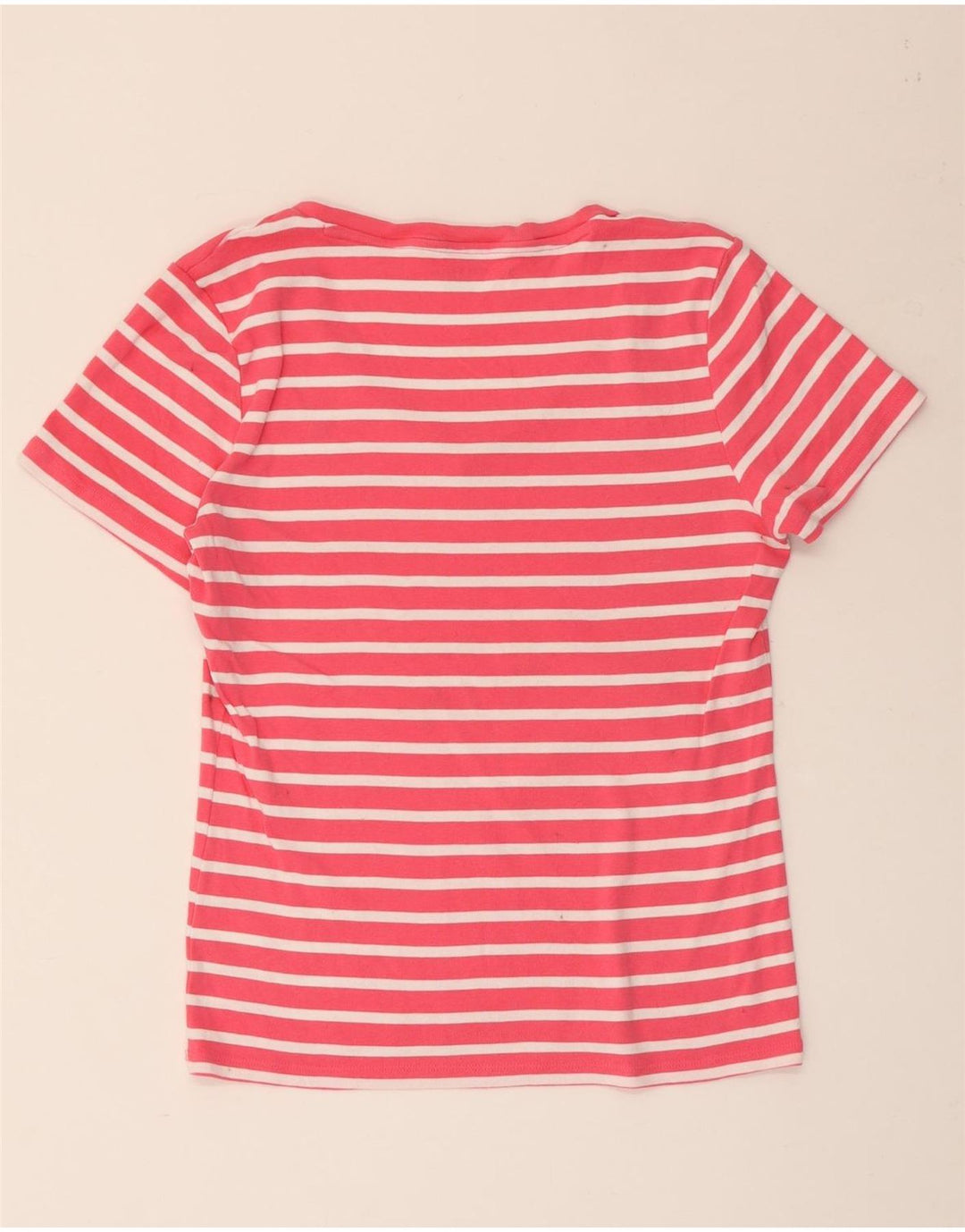 TOMMY HILFIGER T-shirt top til kvinder UK 18 XL Pink Stribet bomuld