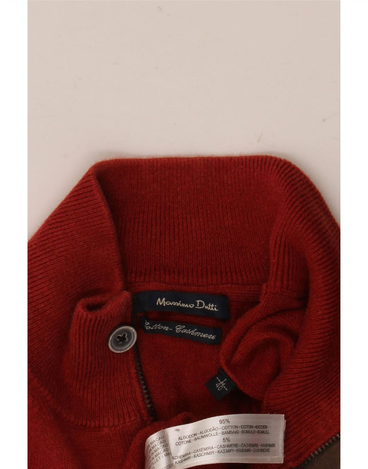 MASSIMO DUTTI Herre sweater med lynlåshals Stor rød bomuld