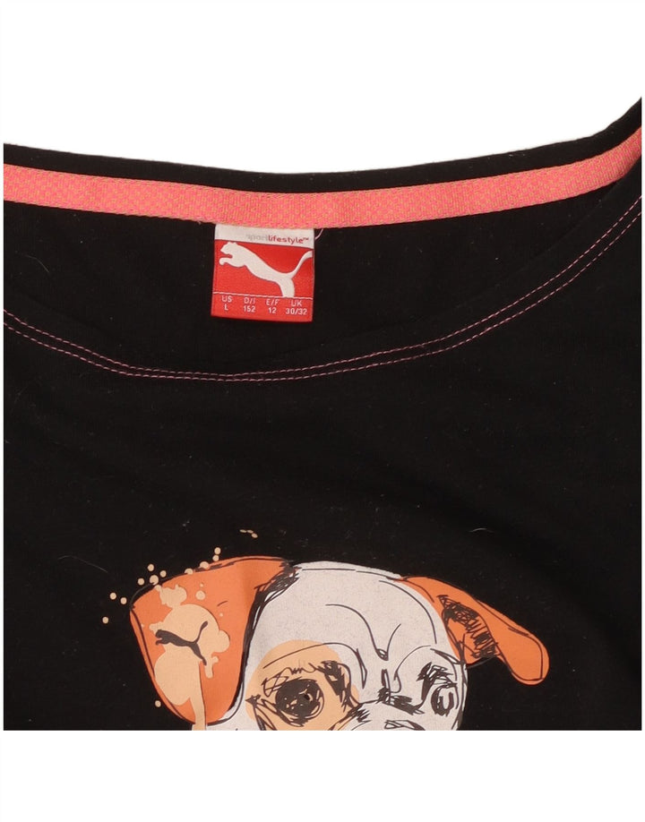 PUMA piger grafisk t-shirt top 11-12 år sort