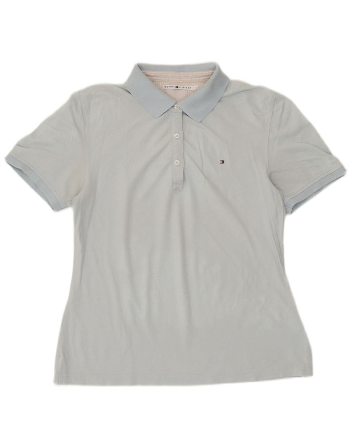TOMMY HILFIGER Dame Polo Shirt UK 14 Stor Blå Bomuld