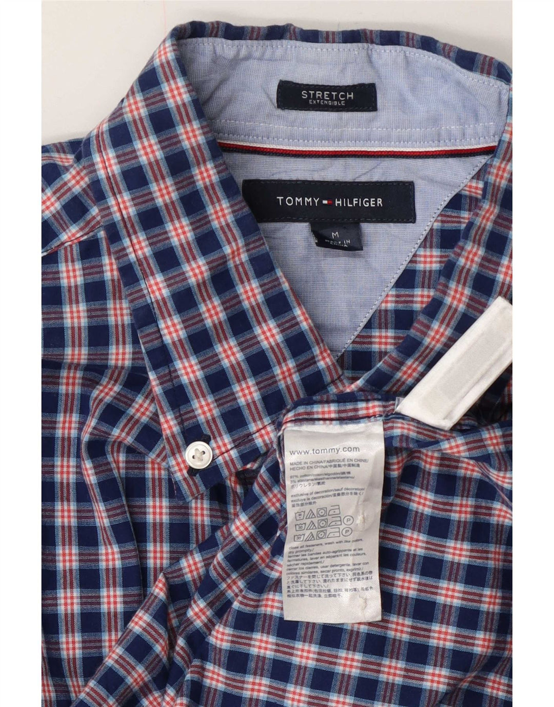 Tommy Hilfiger Herreskjorte Medium Navyblå ternet bomuld