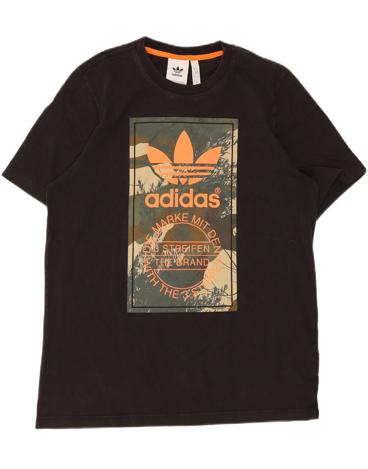 Adidas Herre grafisk T-shirt Top Medium Sort Bomuld