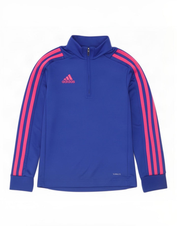 Adidas Girls Climalite Pullover med lynlås-hals Træningsdragt Top 7-8 år Blå