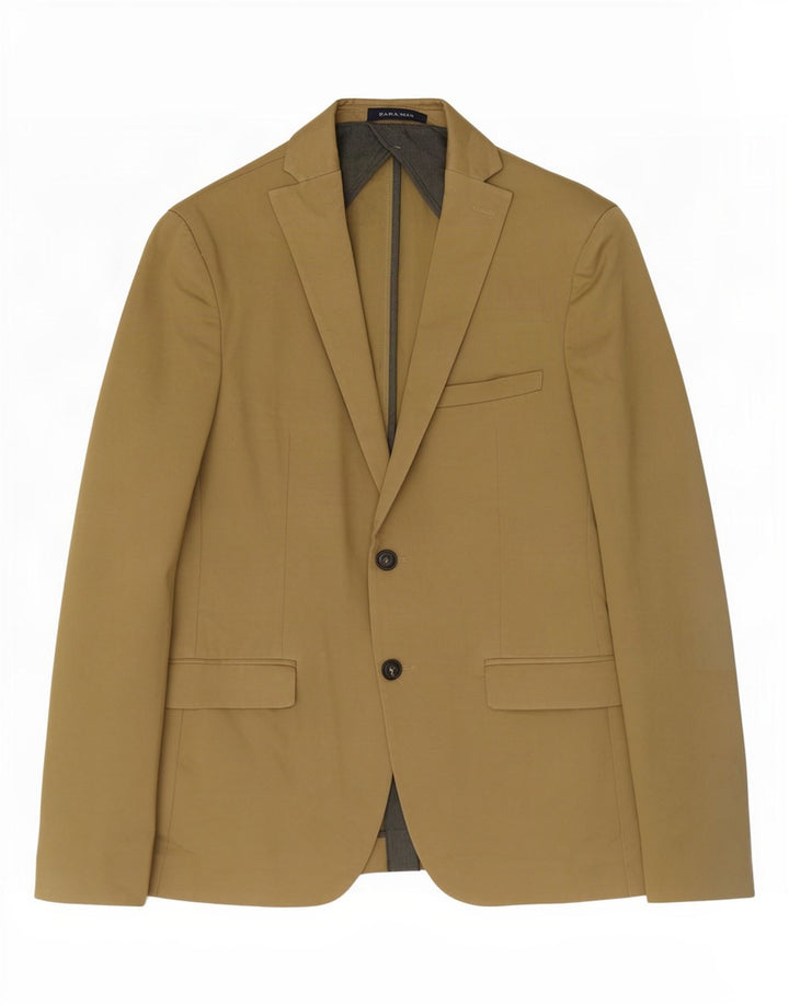 Zara Herre 2-knaps blazerjakke EU 50 Medium Khaki Classic