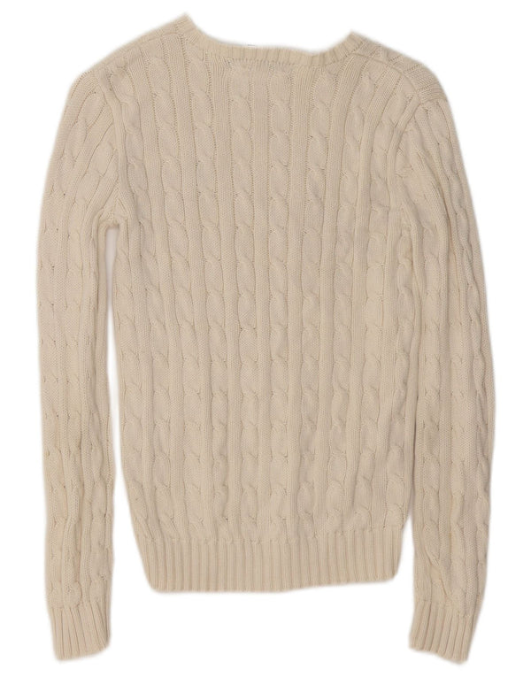 Ralph Lauren Dame Boat Neck Jumper Sweater UK 6 XS Hvid Bomuld