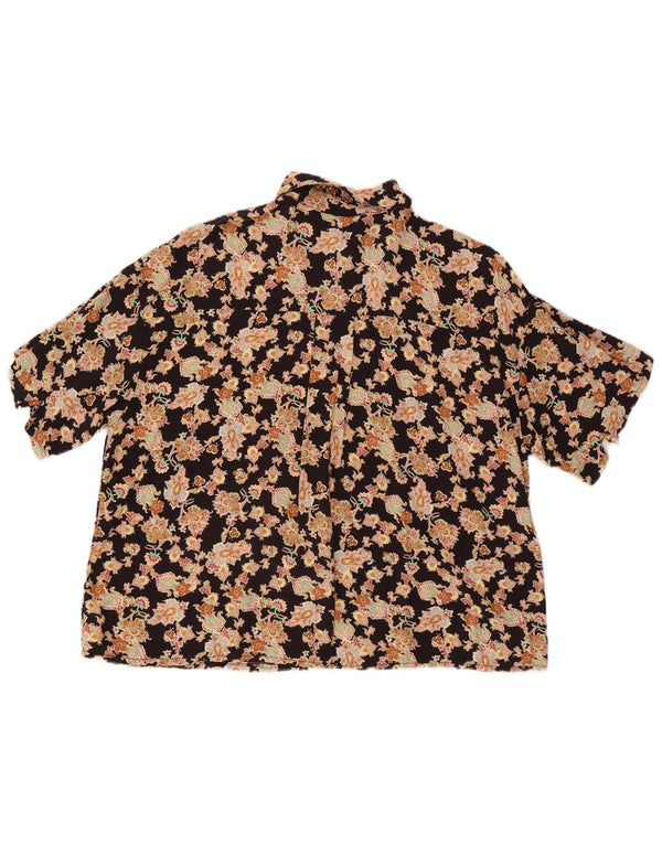 Vintage kortærmet skjorte til kvinder UK 18 XL flerfarvet blomster