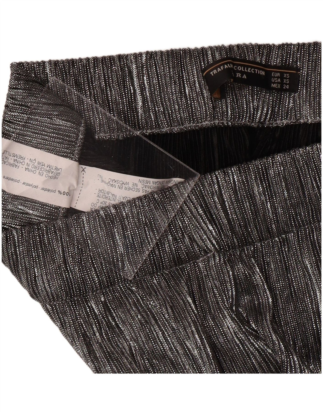 ZARA Capribukser med brede ben til kvinder XS W24 L20 Sølv Polyester