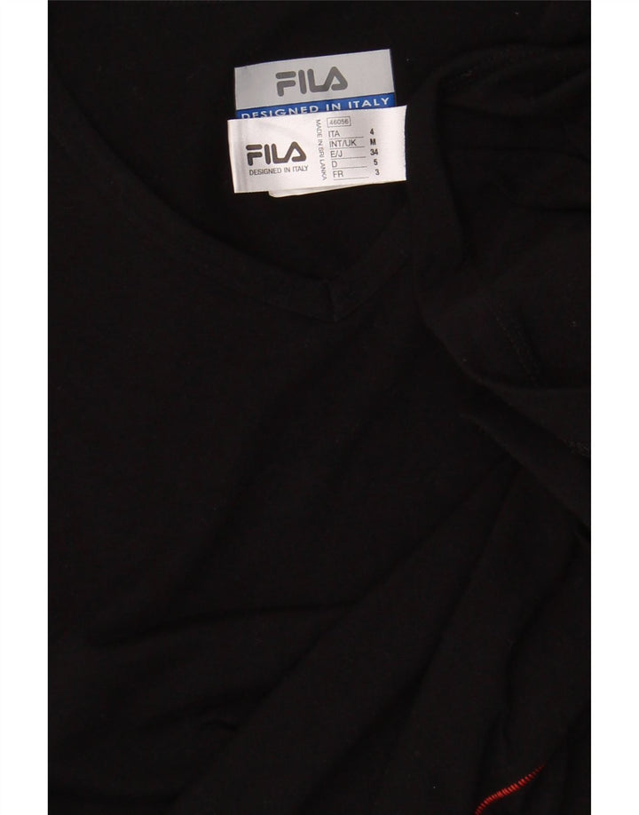 FILA Womens T-Shirt Top UK 12 Medium Black Cotton Vintage Fila and Second-Hand Fila from Messina Hembry 
