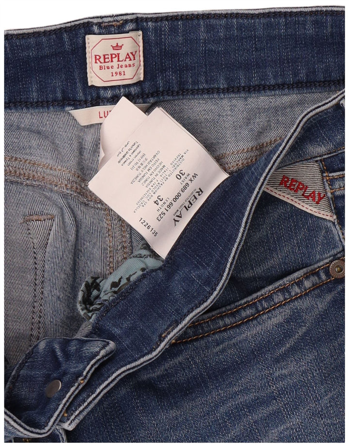 REPLAY Dame Luz Skinny Jeans W30 L34 Blå Bomuld
