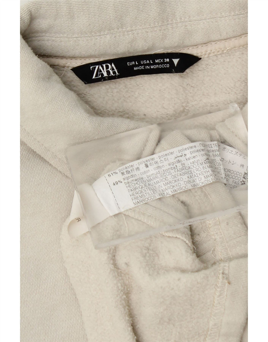 Zara Womens Crop Polo Neck Sweatshirt Jumper UK 16 Large White Polyester