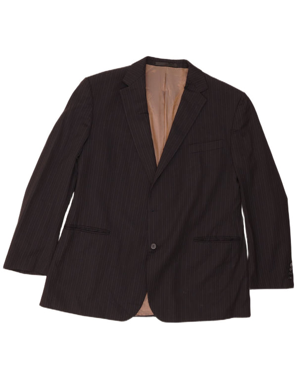 Marks & Spencer Mens 2 Button Blazer Jacket UK 42 Large Black Pinstripe