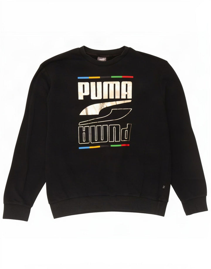 Puma Herre Grafisk Sweatshirt Jumper Stor Sort Bomuld