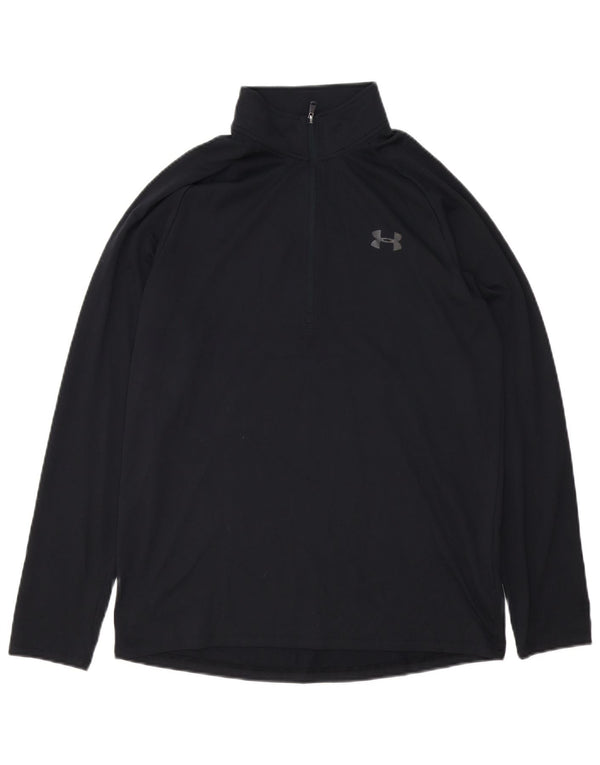 Under Armour Herre Heat Gear Zip Neck Pullover Træningsdragt Top Medium Sort