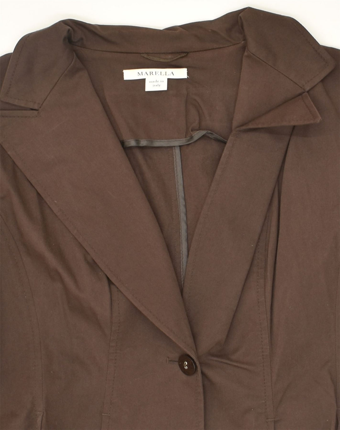 MARELLA Womens 1 Button Blazer Jacket UK 12  Medium Brown Cotton | Vintage Marella | Thrift | Second-Hand Marella | Used Clothing | Messina Hembry 