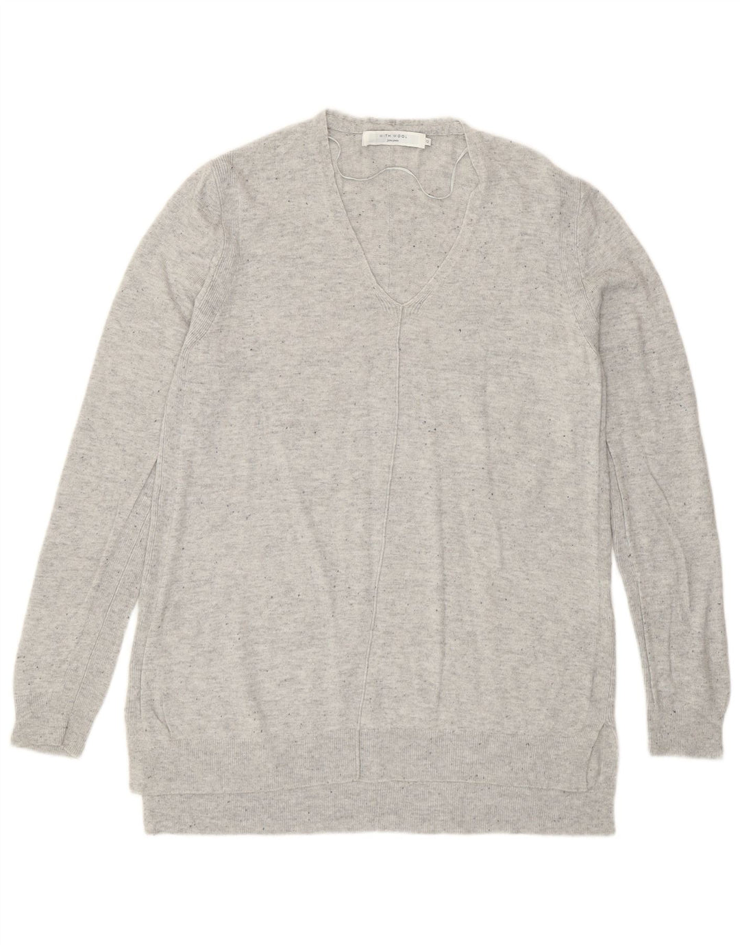 John Lewis Dame V-hals sweater UK 12 Medium Grey Flecked Nylon