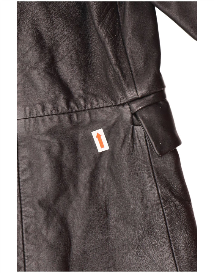 Vintage læderfrakke til kvinder UK 14 Medium sort læder