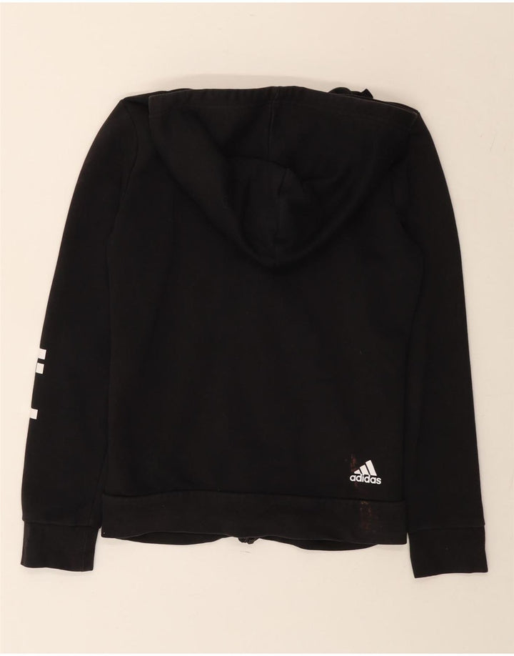 ADIDAS grafisk hættetrøje til kvinder med lynlås UK 12 Medium Black