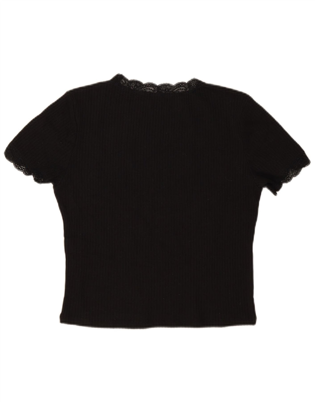 Zara Womens Crop Bluse Top UK 14 Large Black Bomuld