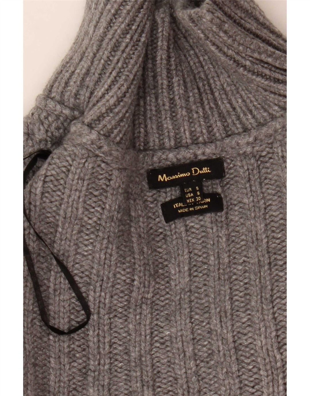 Massimo Dutti Dame Crop Turtle Neck Jumper Sweater UK 10 Small Grey