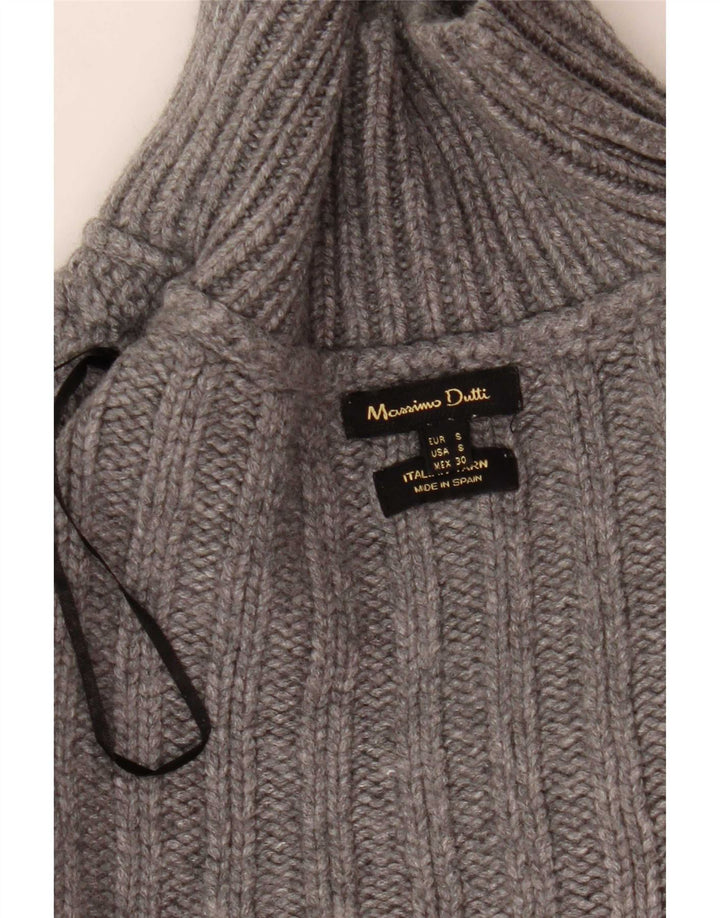 Massimo Dutti Dame Crop Turtle Neck Jumper Sweater UK 10 Small Grey