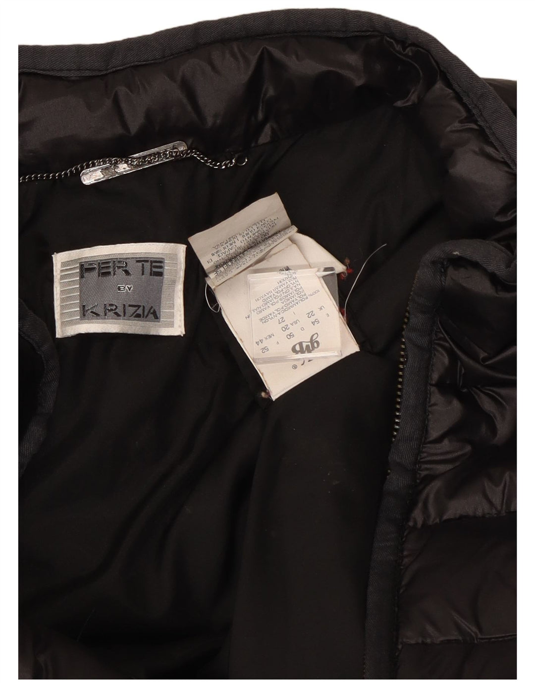 Perte by Krizia Dame Polstret Jakke UK 22 3XL Sort