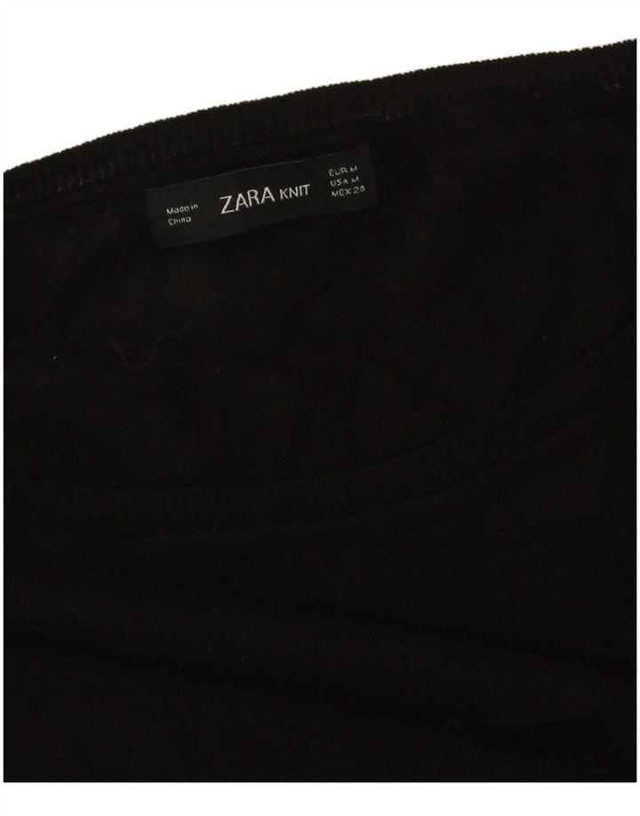 Zara Dame Oversized Boat Neck Jumper Sweater UK 14 Medium Black