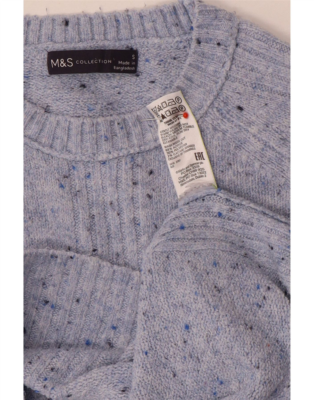 Marks & Spencer Dame sweater med rund hals DK 10 Små blå flækkede