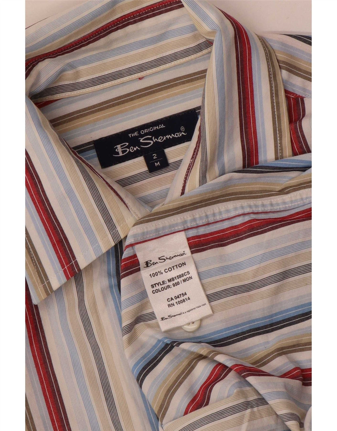 Ben Sherman Herre kortærmet skjorte medium flerfarvet stribet bomuld