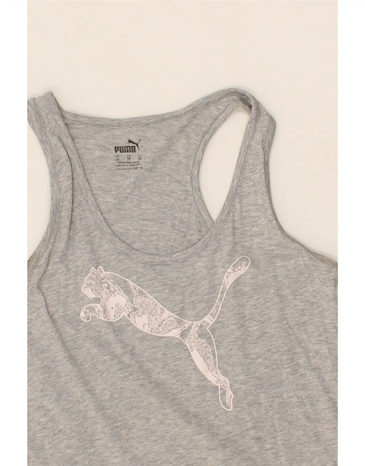 PUMA Womens Graphic Vest Top UK 6 XS Grey Cotton Vintage Puma and Second-Hand Puma from Messina Hembry 