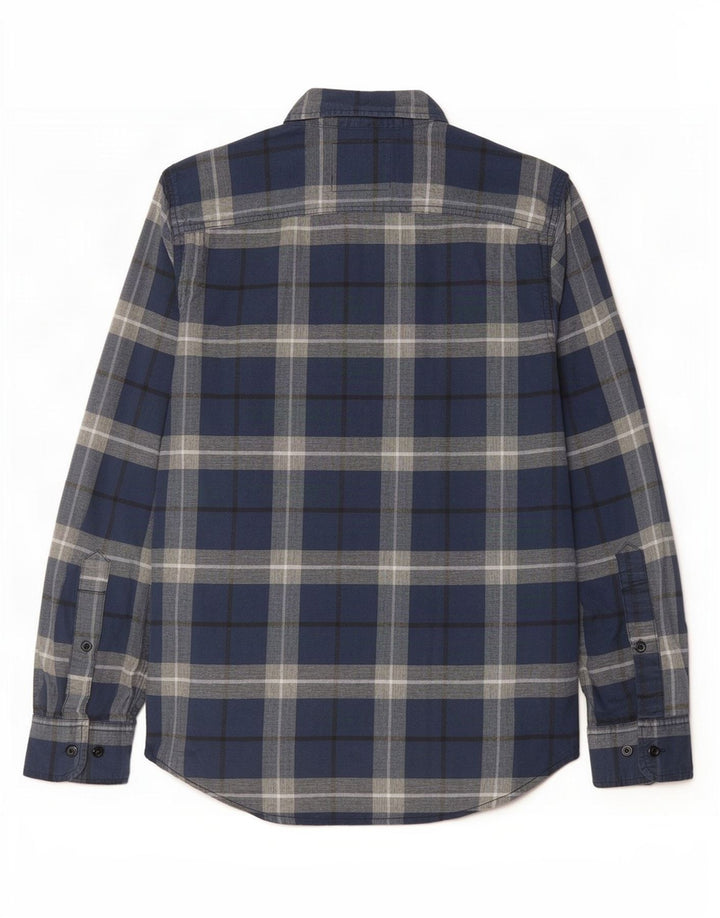 Hollister Stretch-skjorte til mænd, lille marineblå plaid bomuld