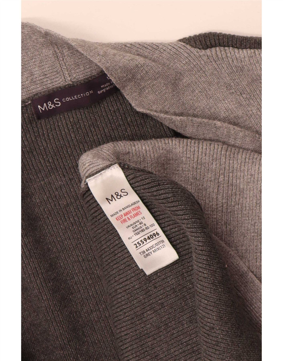 Marks & Spencer Dame Longline Cardigan Sweater UK 12 Medium Grey