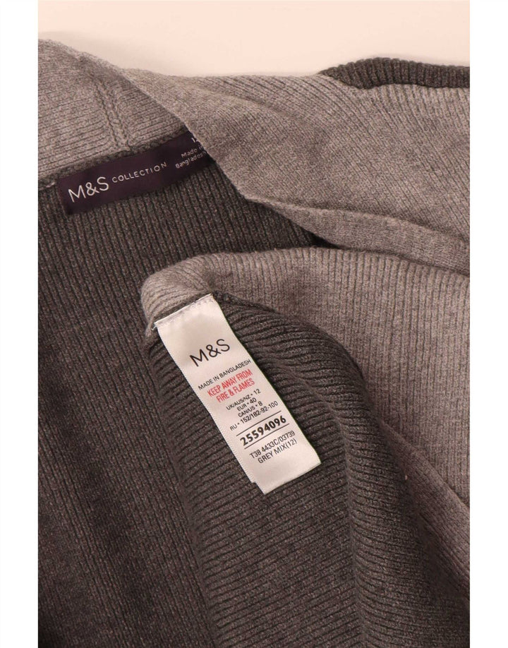 Marks & Spencer Dame Longline Cardigan Sweater UK 12 Medium Grey