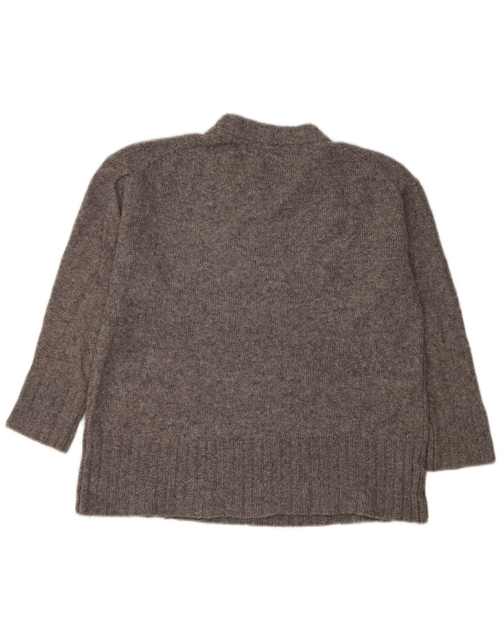 Zara Dame Oversized Turtle Neck Jumper Sweater UK 10 Small Grey Flecked